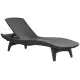 Keter Pacific Chaise Sun Lounger and Side Table Set, Resin