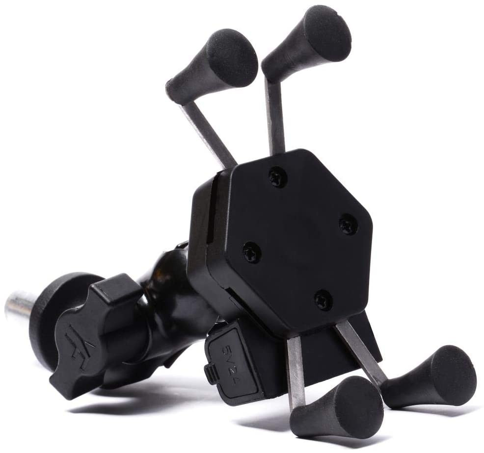 Motorcycle Phone Holder Fork Stem Mount Bracket with USB Charger